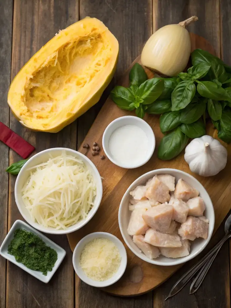 spaghetti squash chicken alfredo INGREDIENTS