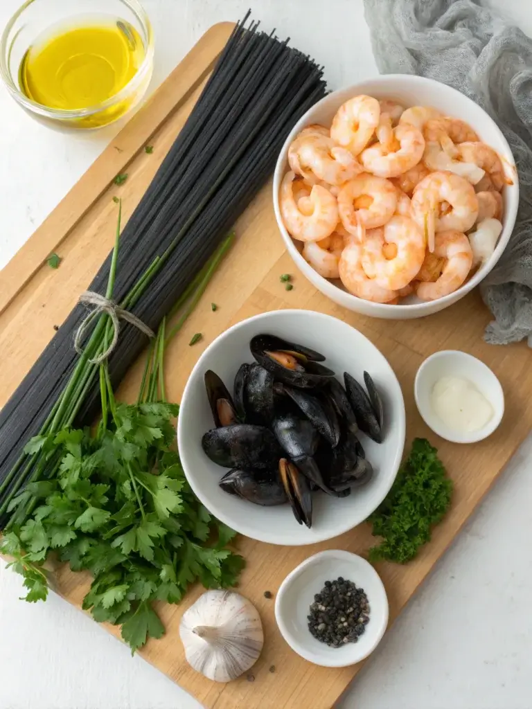 squid ink seafood pasta recipe INGREDIENTS